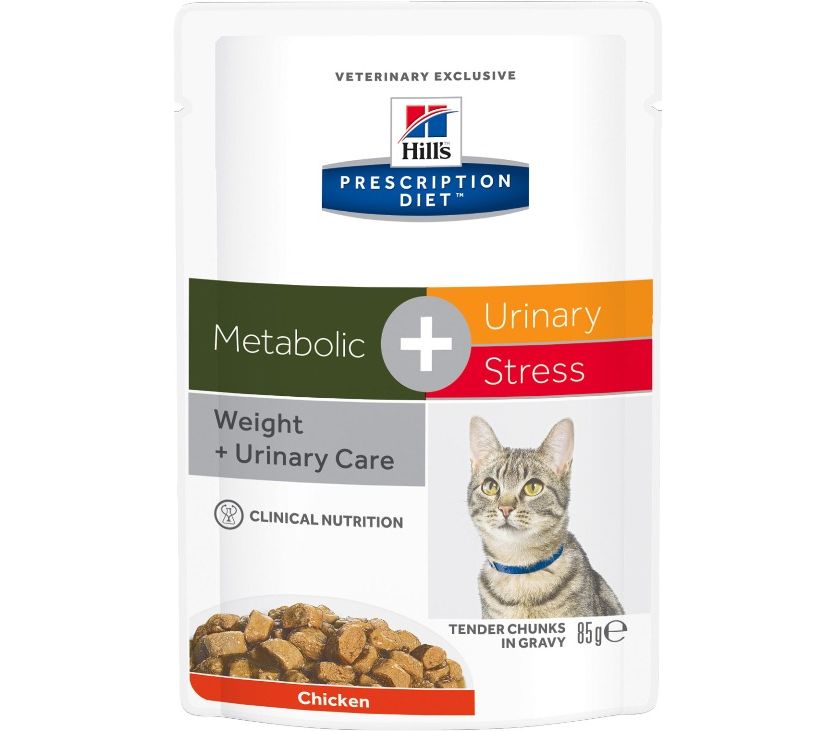 Купить Hills Prescription Diet Metabolic + Urinary Stress Feline влажный  корм для кошек с курицей, 85г с доставкой в Екатеринбурге | «Любимчик»